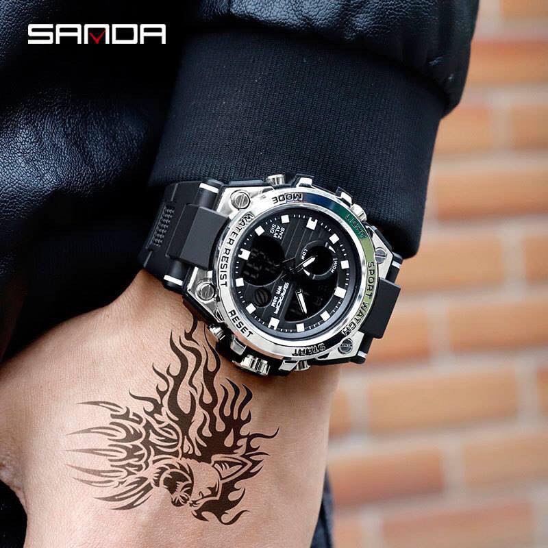 Đồng hồ nam SANDAN JAPAN phong cách thể thao SD01 Mặt Đen huyền ảo -Sport.watch