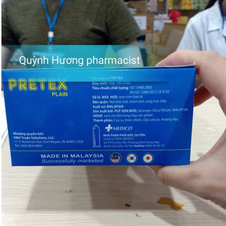 Bao cao su PRETEX PLAIN hộp lớn 100 chiếc