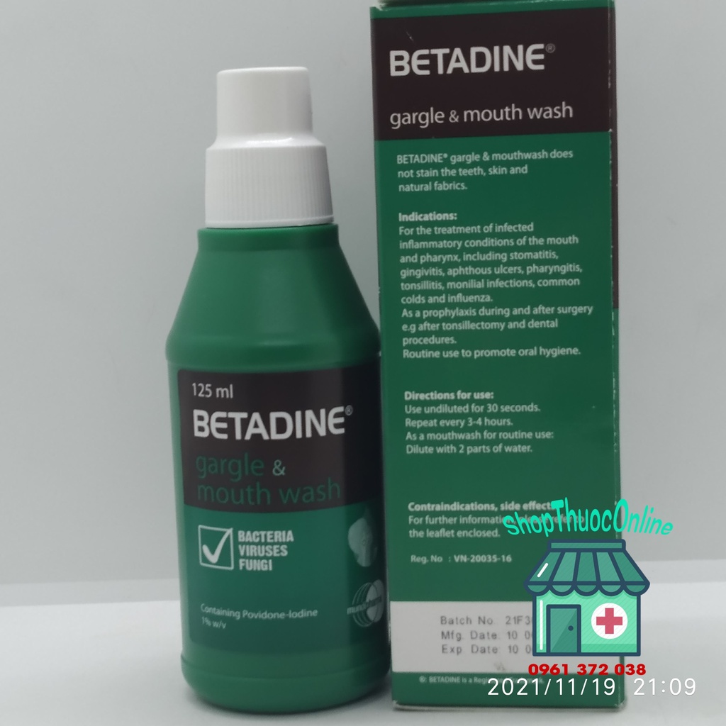 Dung dịch súc miệng họng BETADINE chai 125ml