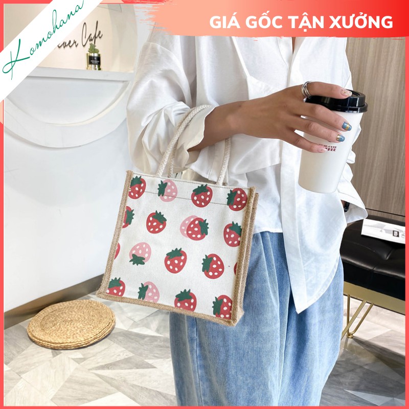 Túi xách nữ mini giá rẻ Komohana túi canvas 20*20cm, làm túi đựng cơm thời trang