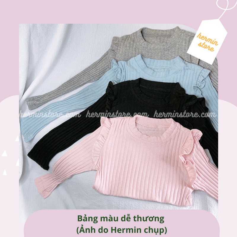 Áo dài tay cho bé gái - Áo giữ nhiệt cho bé chất cotton gân 100% mềm mịn và thấm hút mồ hôi