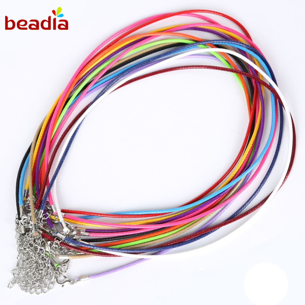 BEADIA Bộ 10 Dây Da Thật Làm Vòng Cổ 2Mm Có Thể Điều Chỉnh