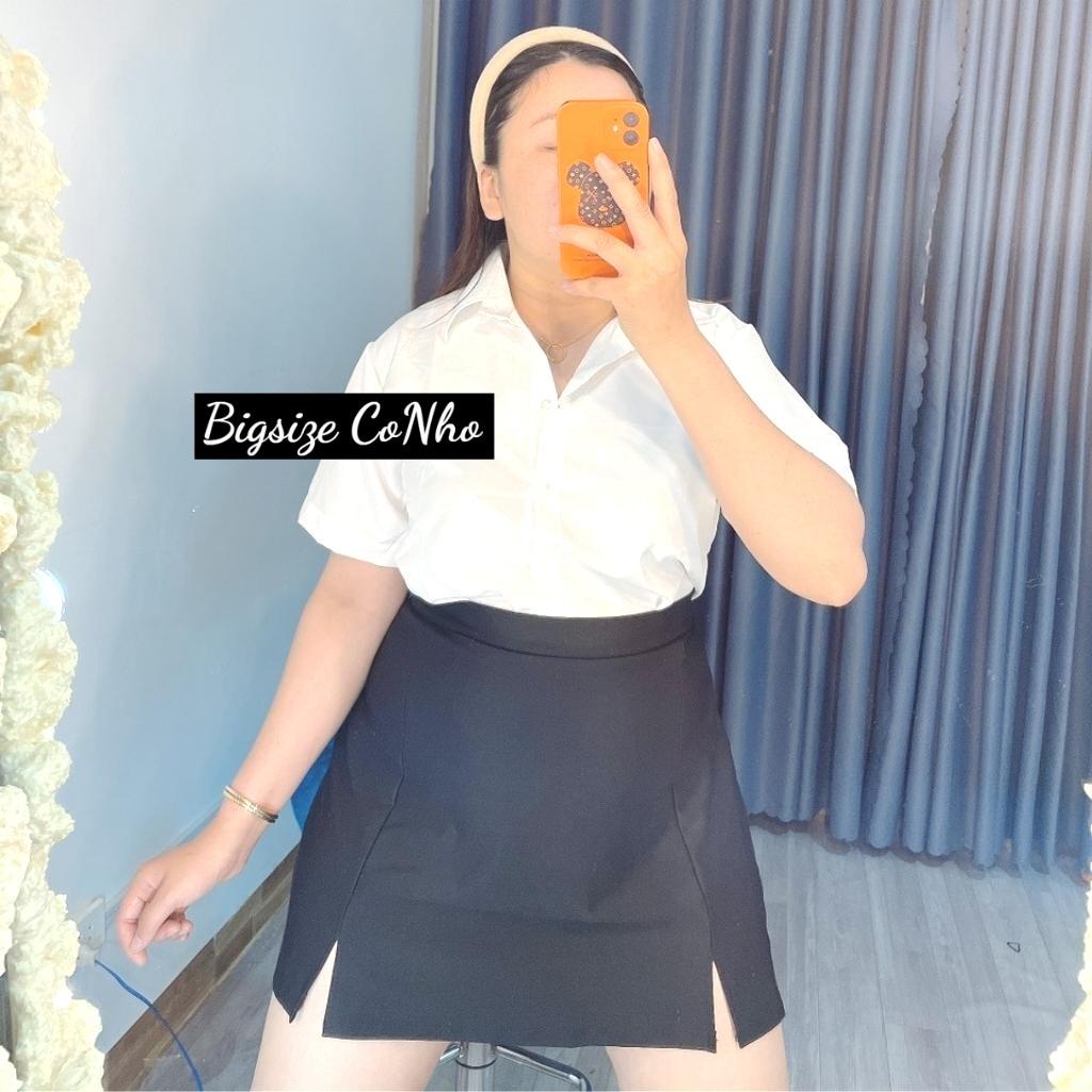 Set đồ công sở bigsize áo sơ mi nữ và chân váy chữ A xẻ tà big size từ 58-95kg SM1T CVX