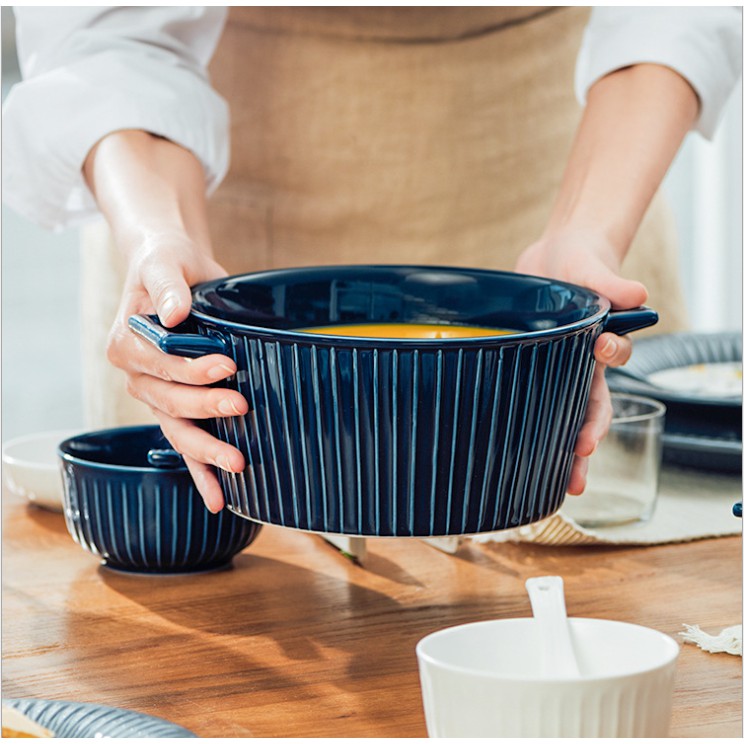 Nồi gốm vân sọc tráng men phong cách tối giản