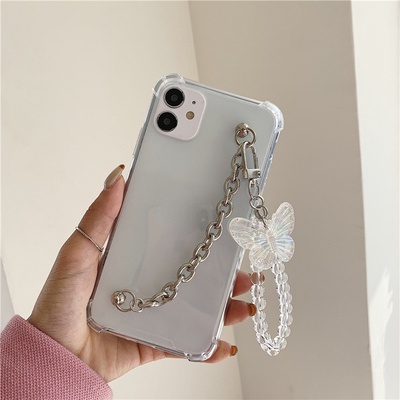 Ốp Điện Thoại Trang Trí Hình Bướm Phối Dây Xích ChoFor  iPhone 13 Pro Max 12 Pro Max/11Pro Max/XR /XS Max /6sPlus /7/8Plus