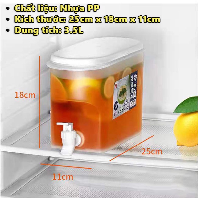 Bình Đựng Nước Có Vòi 3.5L Bảo Quản Nước Trái Cây Trà Tích Hợp Vòi - Chất Liệu Nhựa PP Cao Cấp An Toàn Kho Sỉ Sài Thành