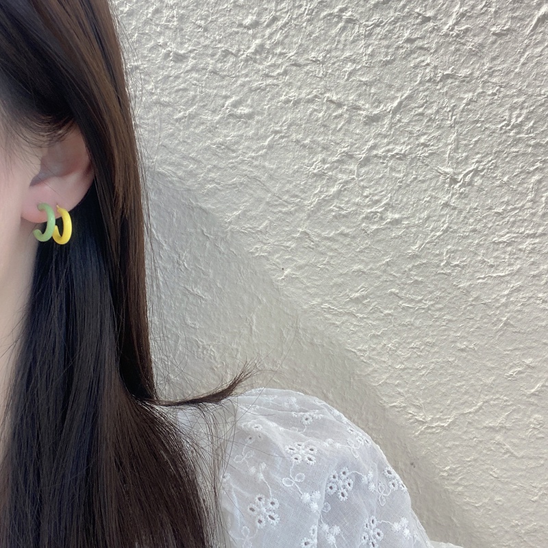 Set 6 Khuyên Tai Bạc S925 Dạng Vòng Màu Sắc Ngọt Ngào Cho Nữ