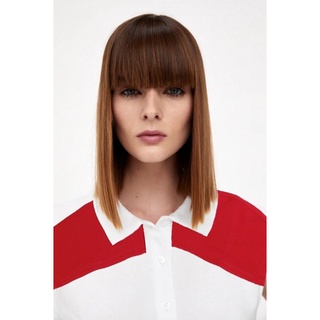 Áo Croptop có cổ phối 2 màu