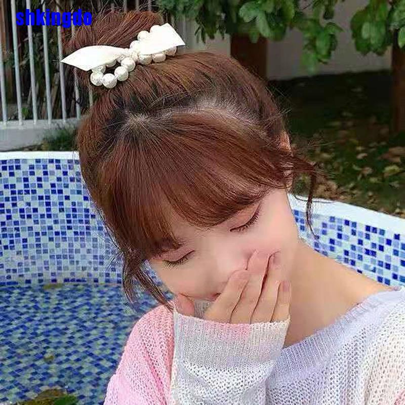 Dây buộc tóc đuôi ngựa đính ngọc trai thời trang Hàn Quốc thanh lịch cho nữ