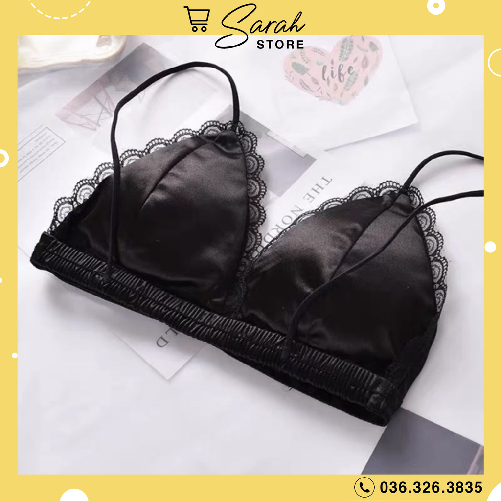 áo bra phi bóng satin ren đệm mỏng hàng free size 100 | BigBuy360 - bigbuy360.vn