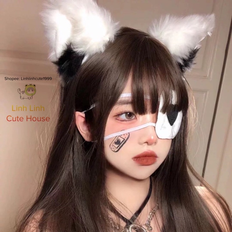 Băng Bông Che Mắt / Bịt Mắt Trắng Cosplay Phong Cách Nhật Bản