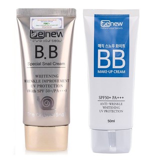 Combo 2 tuýp kem nền siêu mịn, tự nhiên đa chức năng BENEW BB CREAM MAGIC SNOW WHITE Hàn quốc 50ml/Tuýp