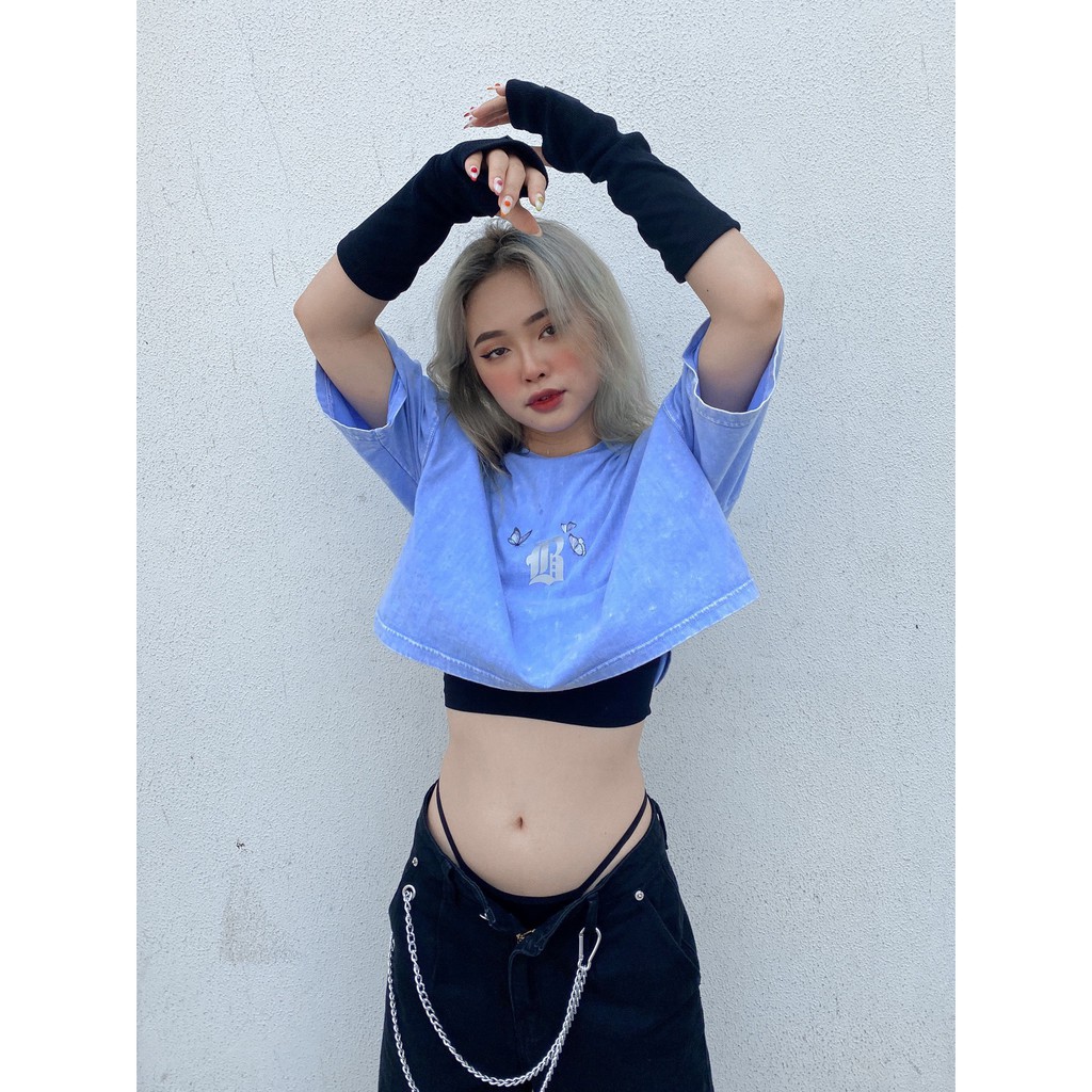 Áo Croptop Wash - Blue