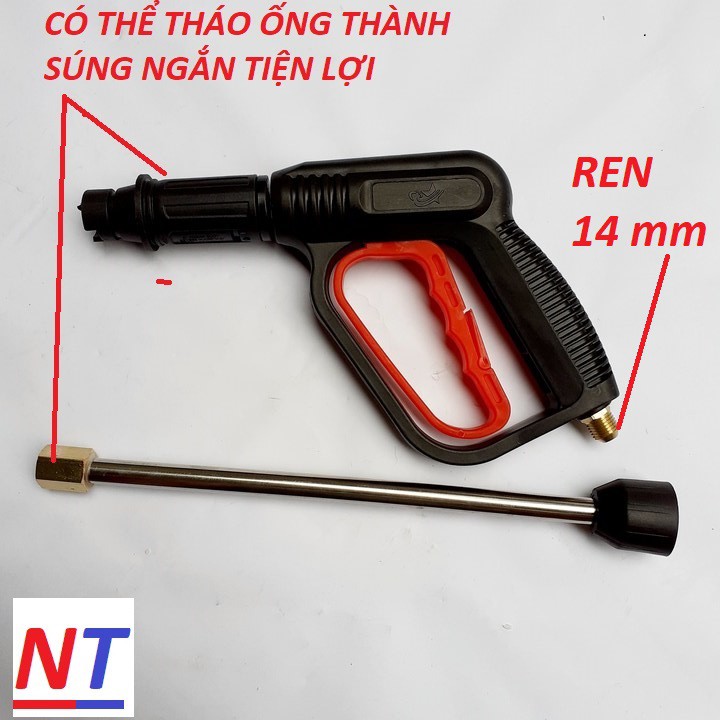 Súng cao áp cho máy rửa xe ren 22 - 14 có thân nối dài ( cò đỏ dài )