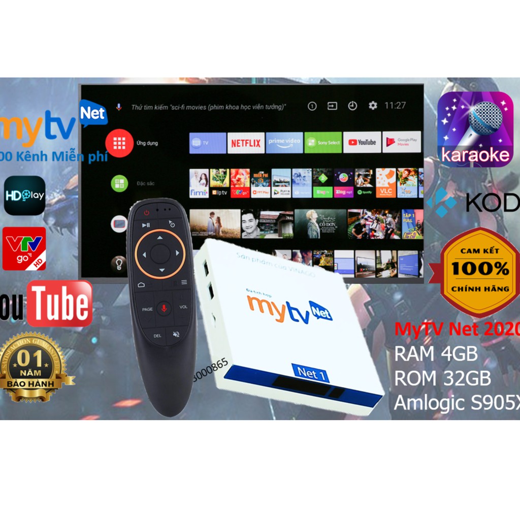 Android TV Box MyTV NET 4G-2021 200 kênh truyền hình, Có điều khiển giọng nói - Sản phẩm Chính hãng