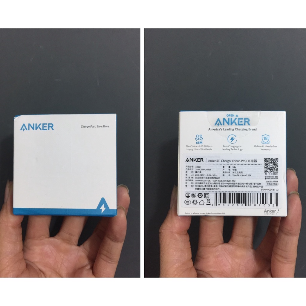 Cốc sạc Type-C PD20W siêu nhỏ gọn Anker 511 Nano Pro A2637