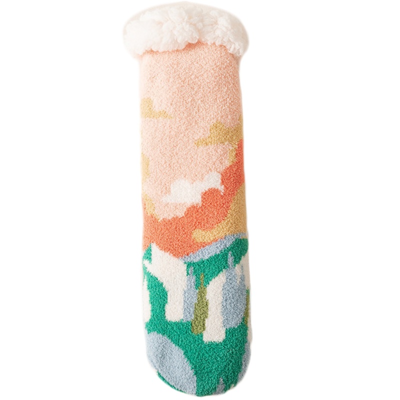 Youyo Vớ Lông Cừu Giả Dày In Hình Phong Cảnh Làng Quê Đầy Màu Sắc Mới Lạ Giữ Nhiệt Mùa Đông Cho Nữ Có Sẵn