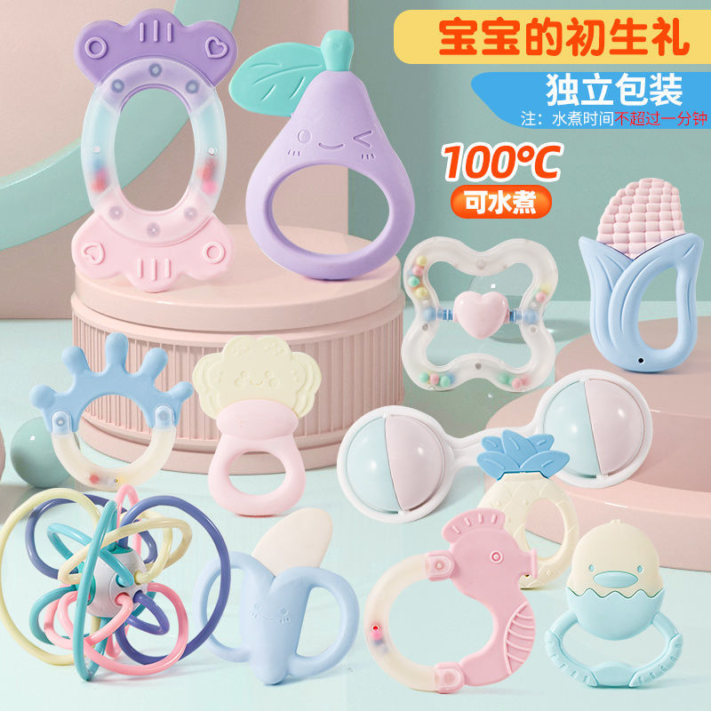 Baby Boiled Rattle Toy Newborn Baby0-6-12Months Early Education Puzzle Grip Biteable Newborn Teether