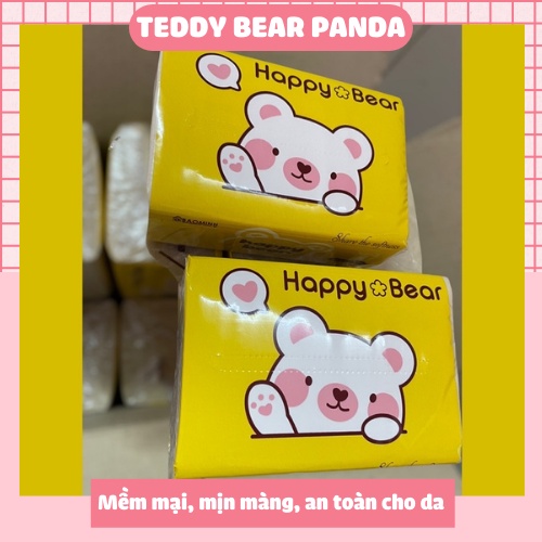 [Combo 10 Gói] giấy ăn rút tre Happy Bear 3 lớp