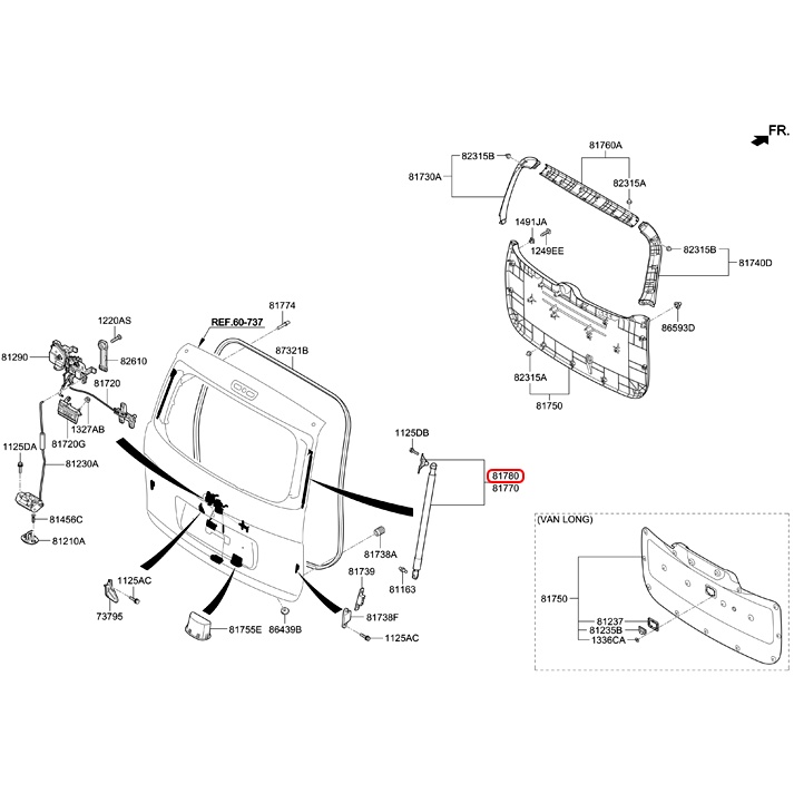 Ty cốp sau xe Hyundai Starex trái và phải - Mã hàng: 817804H000, 817704H010