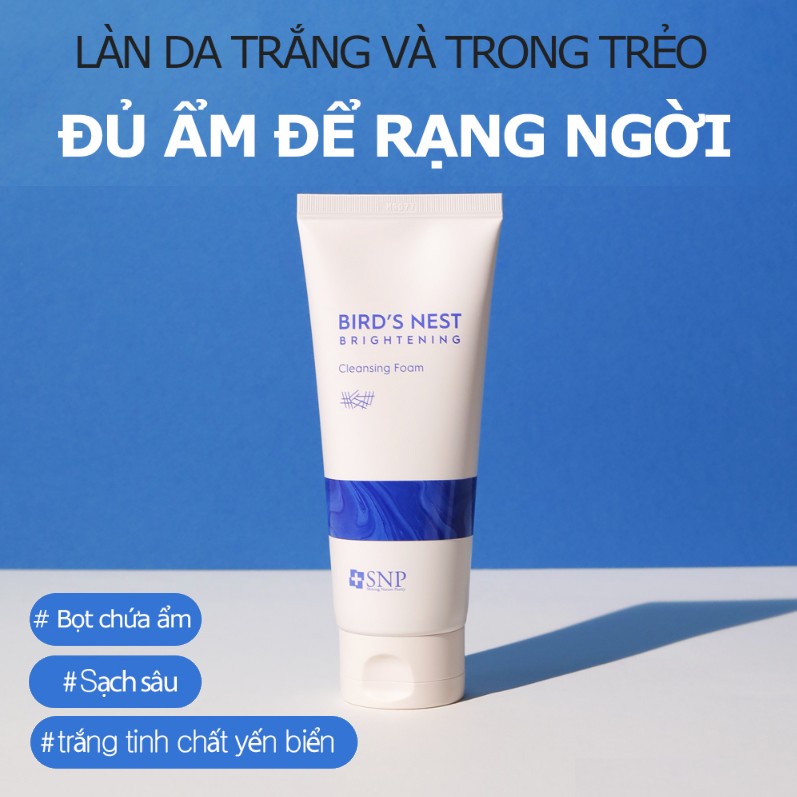 Sữa Rửa Mặt Trắng Da Tinh Chất Tổ Yến SNP Bird's Nest Brightening Cleansing Foam Sạch Sâu Mềm Mịn Trắng Sáng