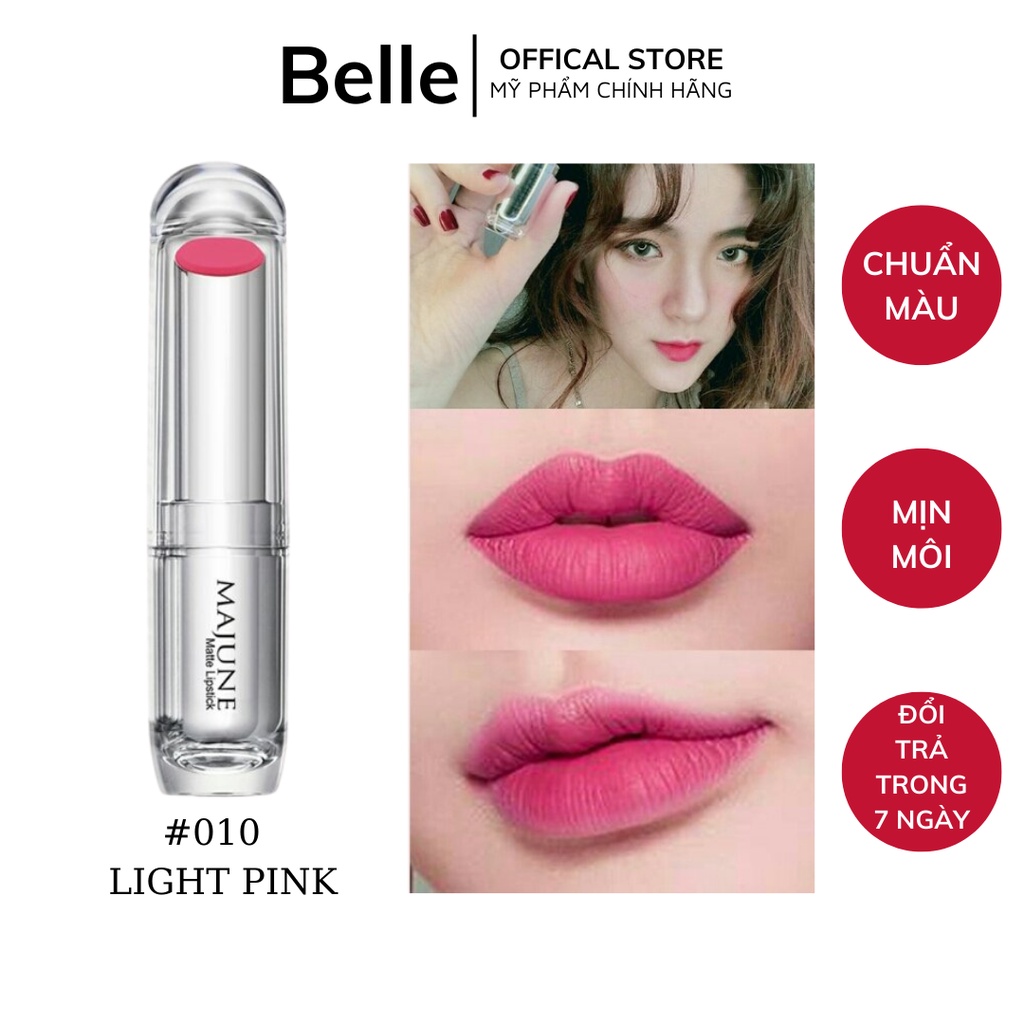 Son lì dưỡng môi chính hãng MAJUNE màu LIGHT PINK lâu trôi, mềm mịn môi, màu sắc tươi tắn không làm khô môi 4g mã 010