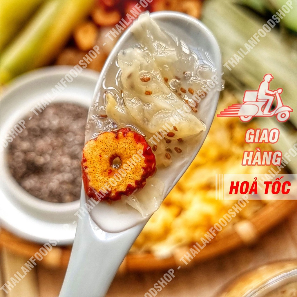 Mủ Trôm Hạt Chia Nấm Tuyết Táo Đỏ Nấu 2 - 3 Lít (Set Tự Nấu)