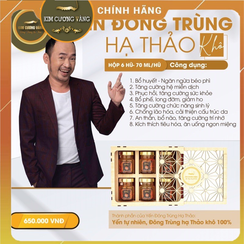 [𝙁𝙍𝙀𝙀 𝙎𝙃𝙄𝙋]⚡ Yến Đông Trùng Hạ Thảo - Kim Cương Vàng chính hãng nghệ sĩ Tiến Luật