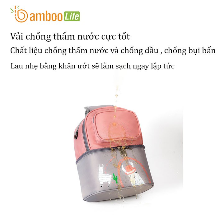 Balo bỉm sữa Bamboo Life BL042 giữ nhiệt, bảo quản sữa thuận tiện cho mẹ và bé ra ngoài