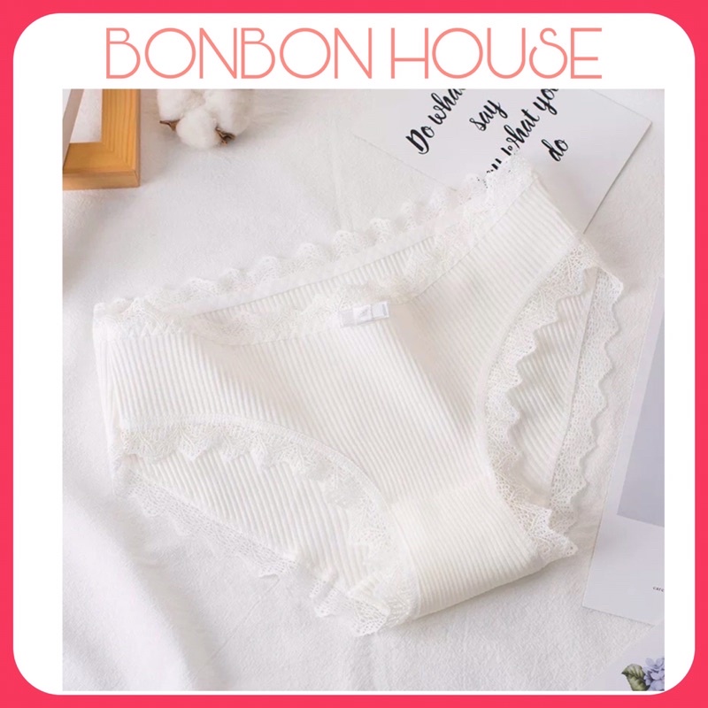 Quần lót cotton tăm phối nơ