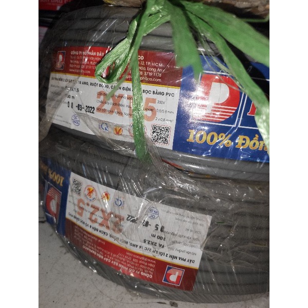 Dây điện tròn 2 lõi Daphaco 100% đồng