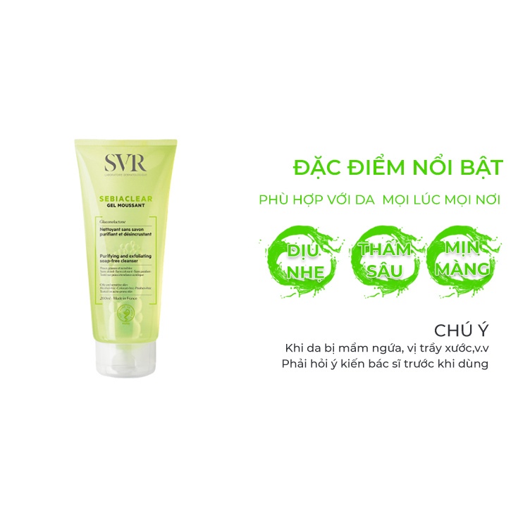 Sữa Rửa Mặt SVR Sebiaclear Gel Moussant 400ml - 200ml Gel Rửa Mặt SVR RM12