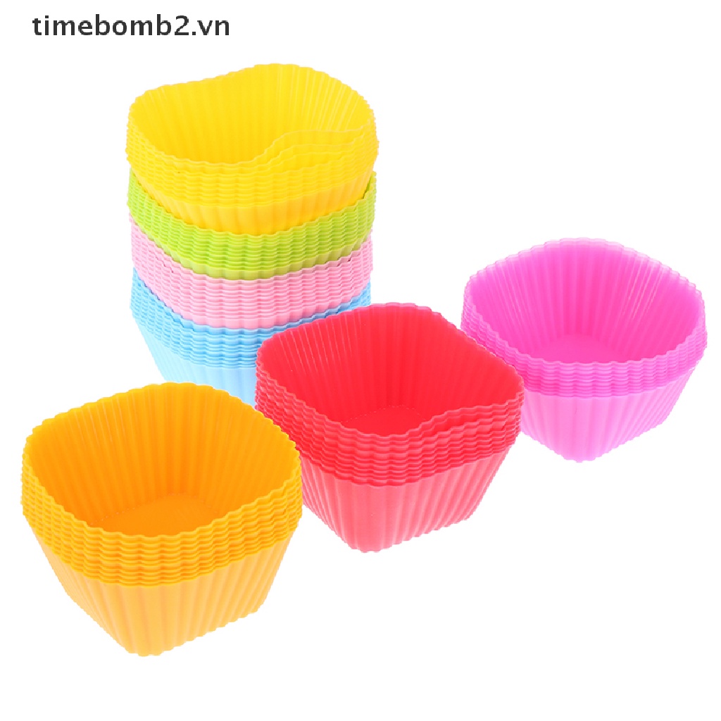 Set 10 Khuôn Silicone Làm Bánh Tạo Hình Vuông Tiện Dụng