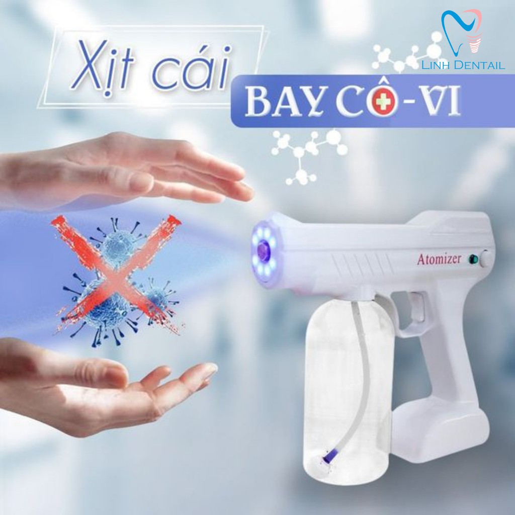 Máy Xịt Khử Khuẩn Cầm Tay Thông Minh Atomizer Chống Dịch, Súng Xịt NaNo 8 LED, Tia UV Cao Cấp An Toàn Tiện Lợi