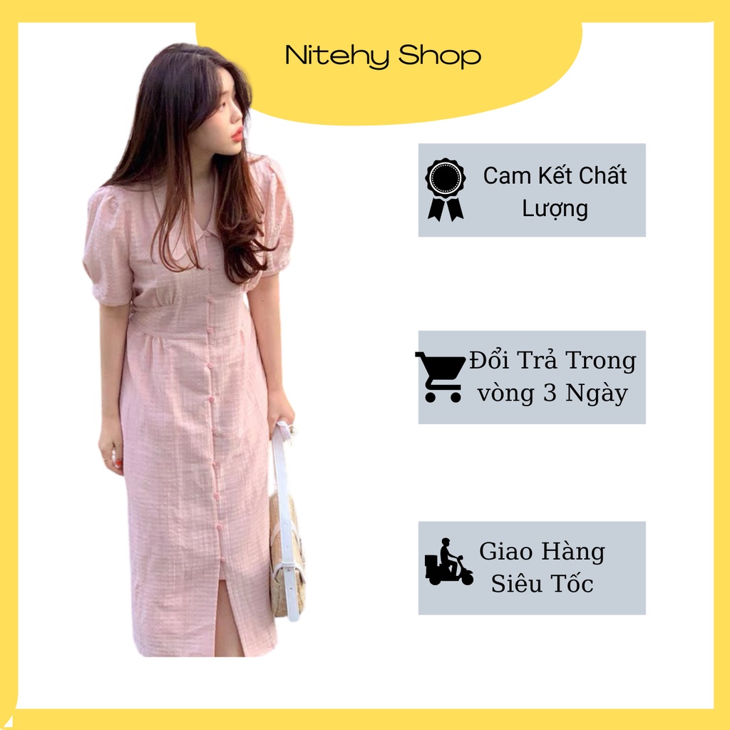 Váy nữ đẹp thắt eo cổ búp bê tay bồng tiểu thư kiểu dáng Hàn Quốc cao cấp sành điệu NITEHY 14