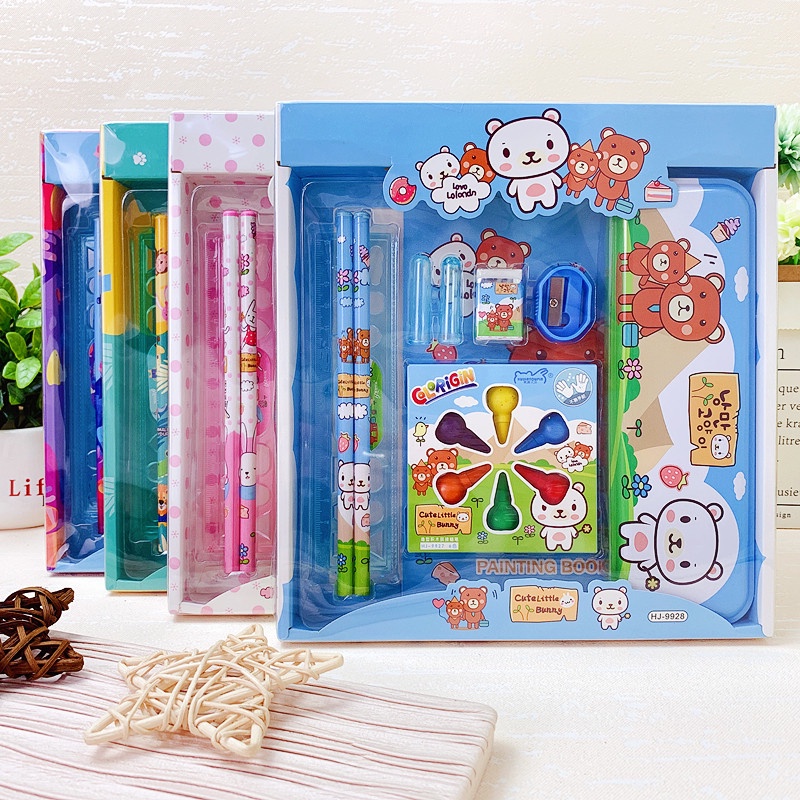 Combo Bộ Dụng Cụ Học Tập Gồm 9 Món Cute Dễ Thương Cho Các Bé