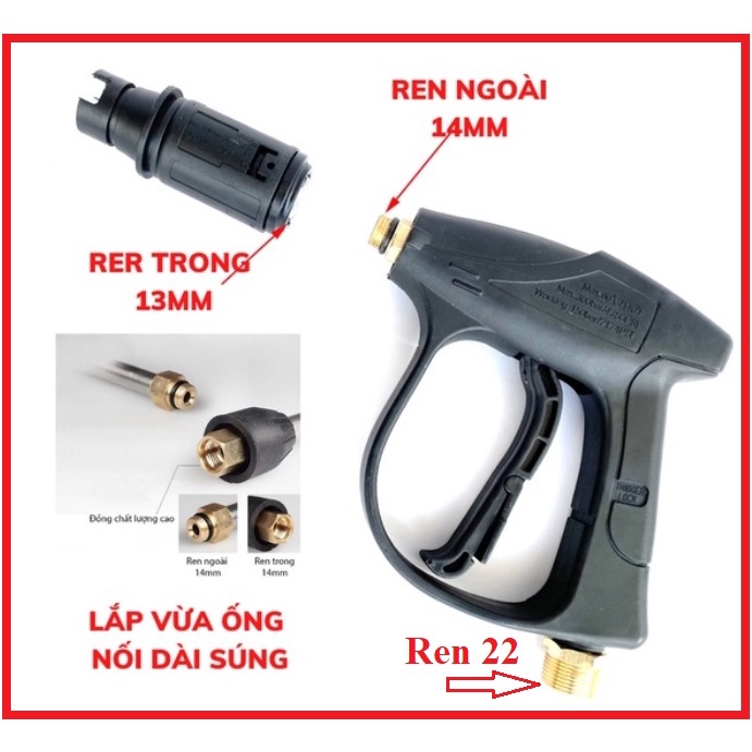 Bộ súng xịt rửa xe và bình tạo bọt tuyết cao cấp cho máy rửa xe áp lực cao, máy xịt rửa