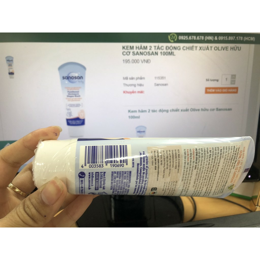 . Kem hăm 2 tác động chiết xuất Olive hữu cơ Sanosan 100ml