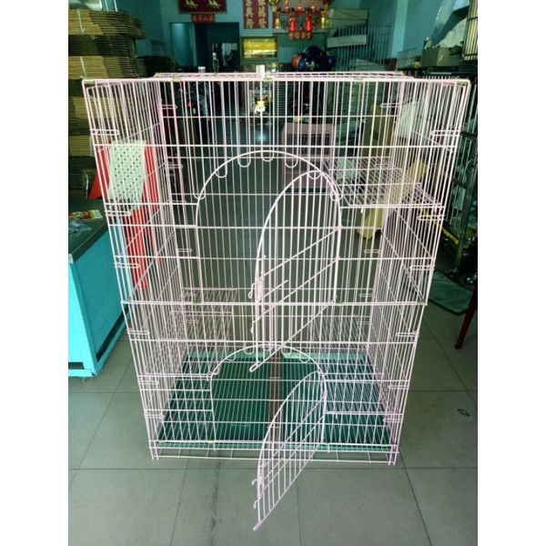 Chuồng mèo 3 tầng có mâm hứng (60x90 cao 1m3) màu hồng