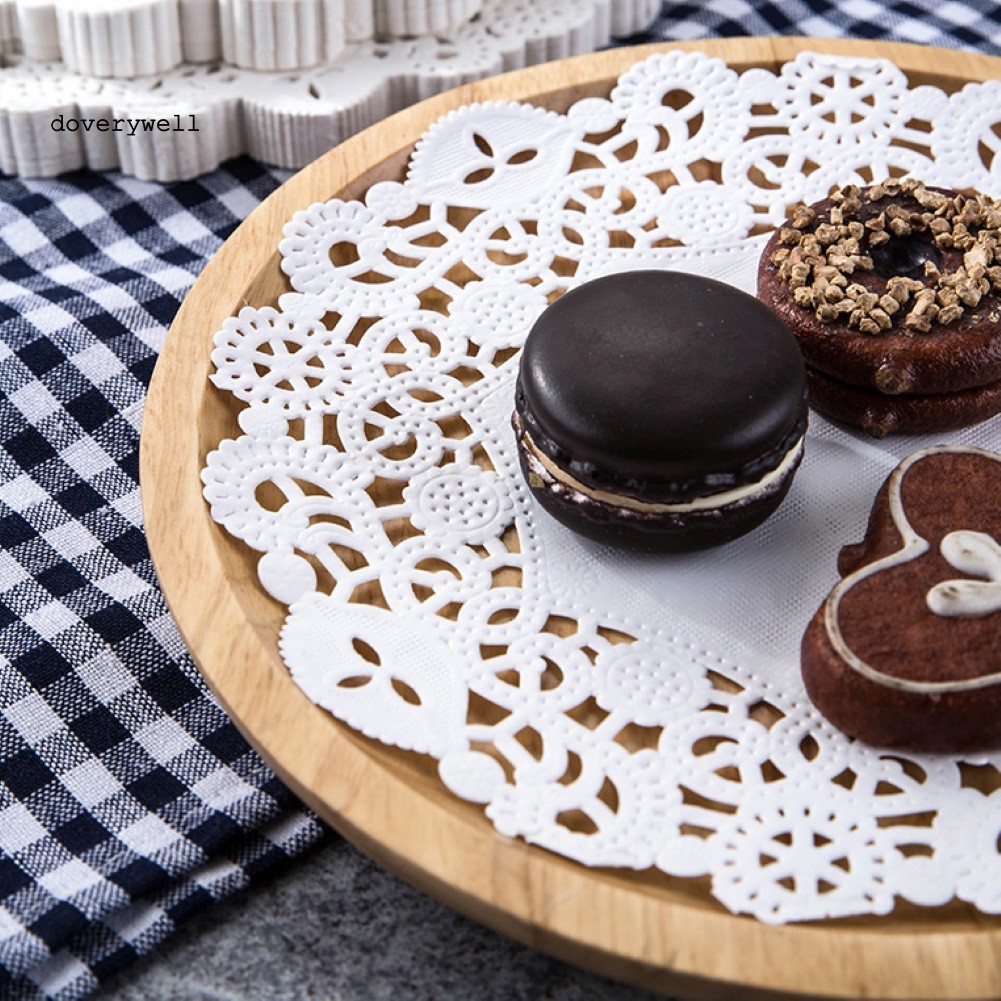 Set 100 miếng giấy lót bánh kem hình tròn họa tiết ren thời trang tiện lợi