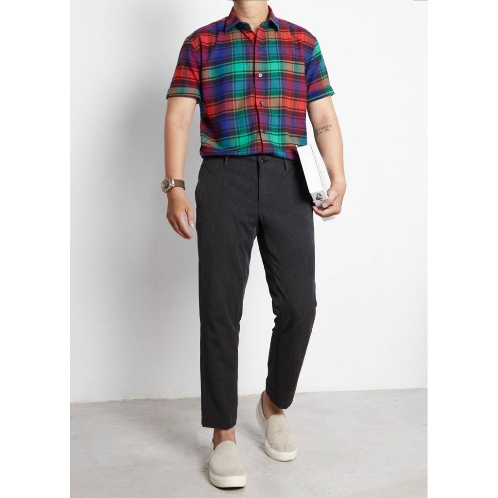 Áo sơ mi nam tay ngắn, sọc caro 5M basic - Chất liệu cotton 100% cao cấp - Form slim dễ phối đồ. | BigBuy360 - bigbuy360.vn