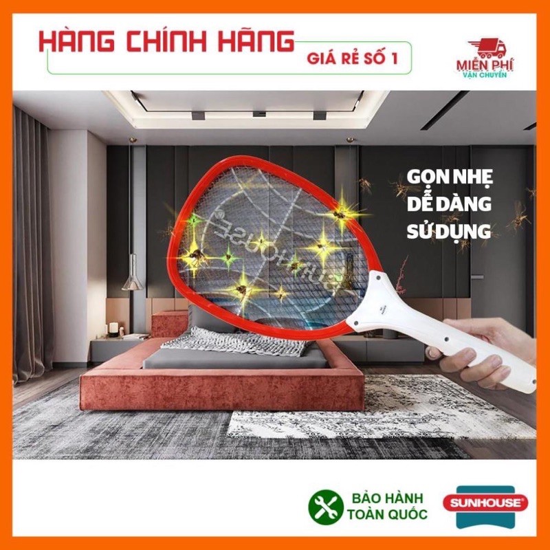 Vợt bắt muỗi Vợt muỗi Sunhouse SH, vợt muỗi Sunhous tích hợp đèn báo sạc sử dụng 24 tiếng