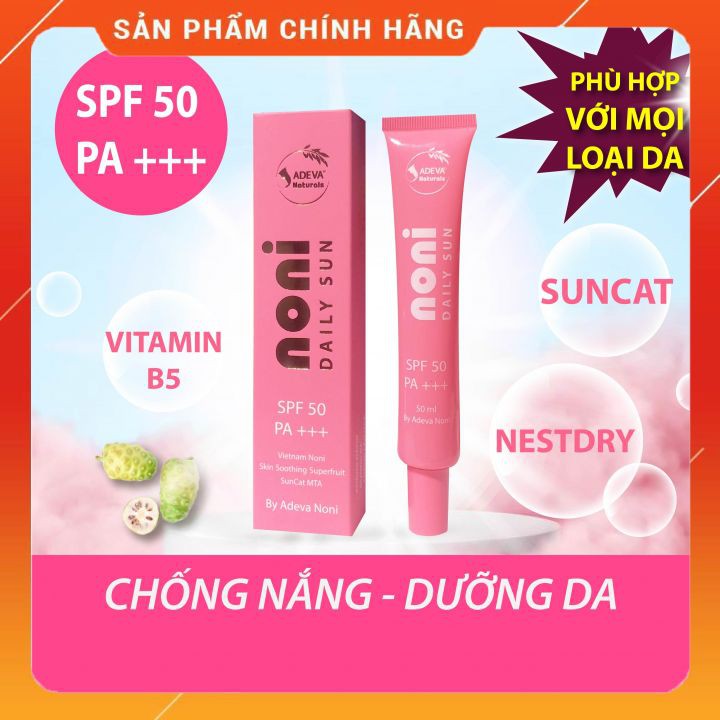 Kem chống nắng Trái nhàu ⚡FREESHIP⚡ chống nắng dưỡng da thế hệ mới SPF 50, PA +++ (Adeva Noni) 50 ml