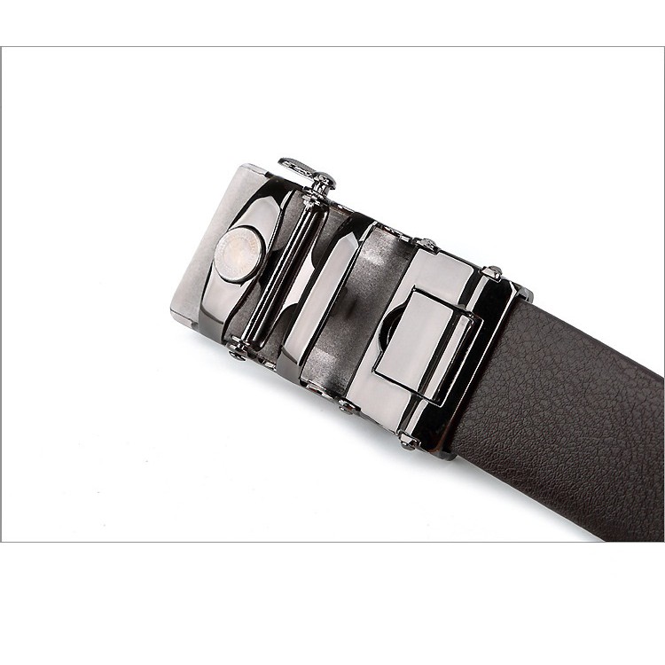 Thắt lưng vân cá sấu - Dây nịt da thật , khóa tự động phủ da vân cá sấu ( mầu nâu )