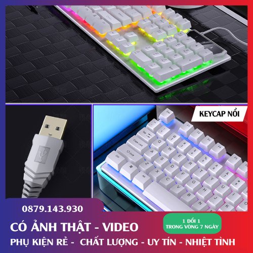 [ TẶNG LÓT CHUỘT ]  Bàn Phím Giả Cơ V4  Có đèn LED 7 màu SIÊU ĐẸP - Cho máy tính, laptop [ BH 03 THÁNG ]