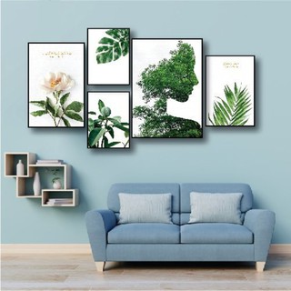 Tranh Canvas Cao Cấp Cô Gái Cùng Lá Xanh Trang Trí Tường CV-004