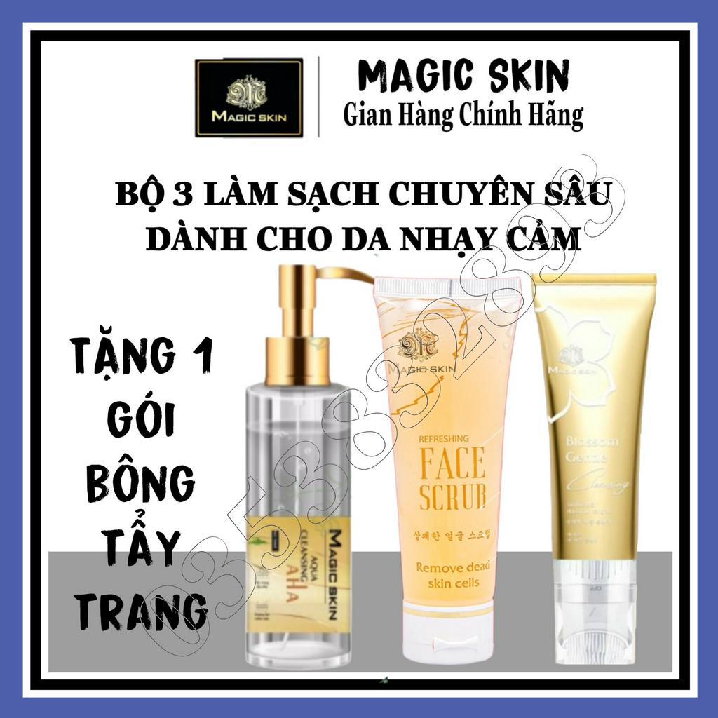 (Chính Hãng)Bộ 3Sp Làm Sạch Dưỡng Da Chuyên Sâu Dành Cho Da Nhạy Cảm Magicskin(Tặng Bông Tẩy Trang , 1 Hộp Nạ)