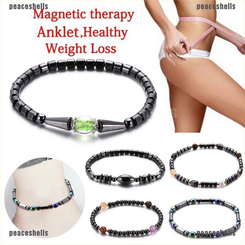 Lắc Chân Chuỗi Hạt Đá Đen Từ Tính Chăm Sóc Sức Khỏe Giảm Cân