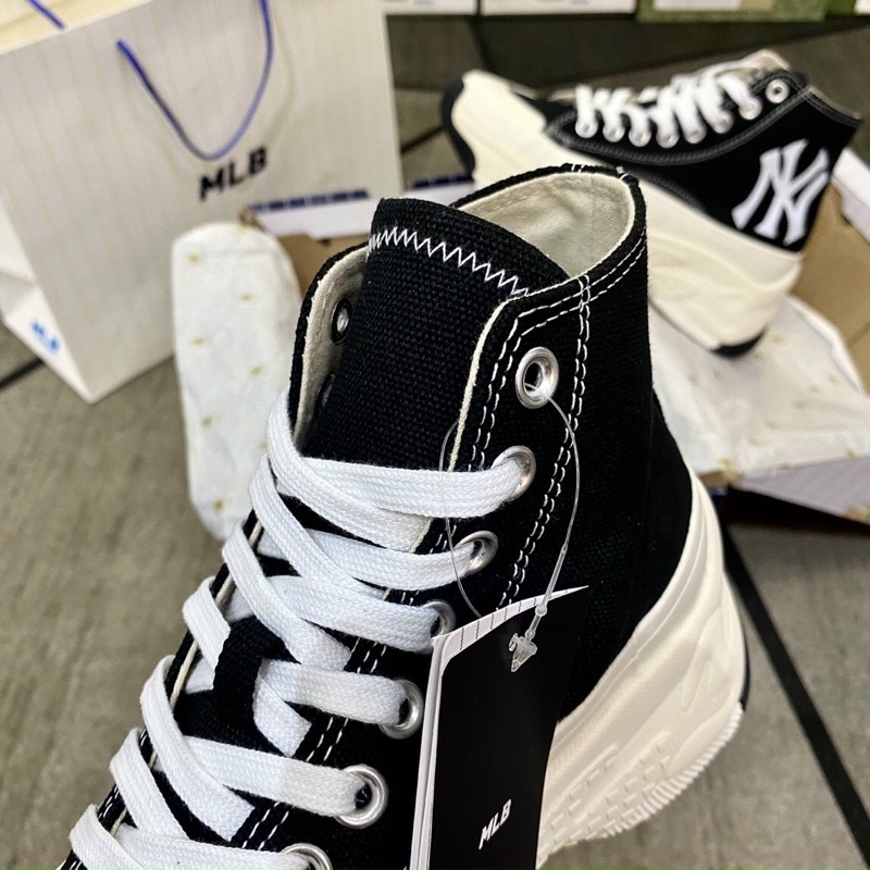 Giày Sneaker MLB Chunky High Đen Cao Cổ Phối Đế Đen-Bản Đẹp Nhất