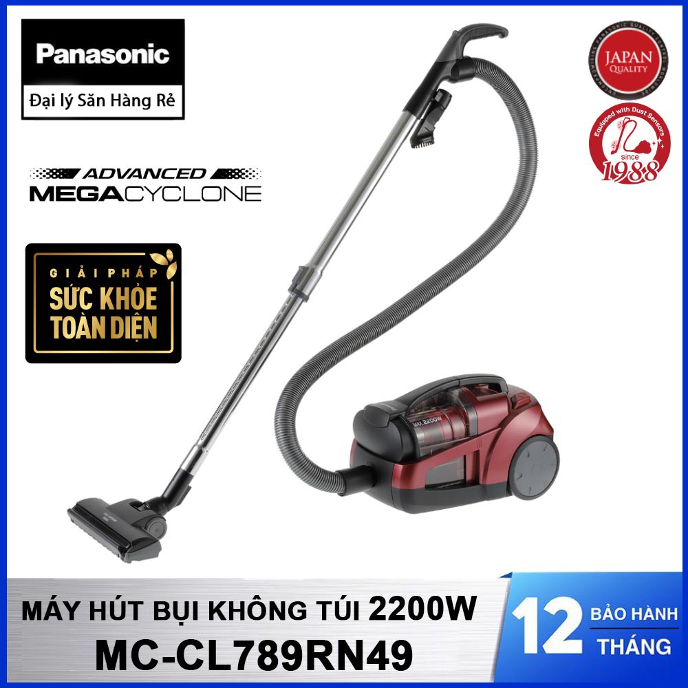 Máy hút bụi không túi Panasonic MC-CL789RN49 dung tích 2.2 lít, công suất 2200W - Hàng chính hãng, bảo hành 12 tháng